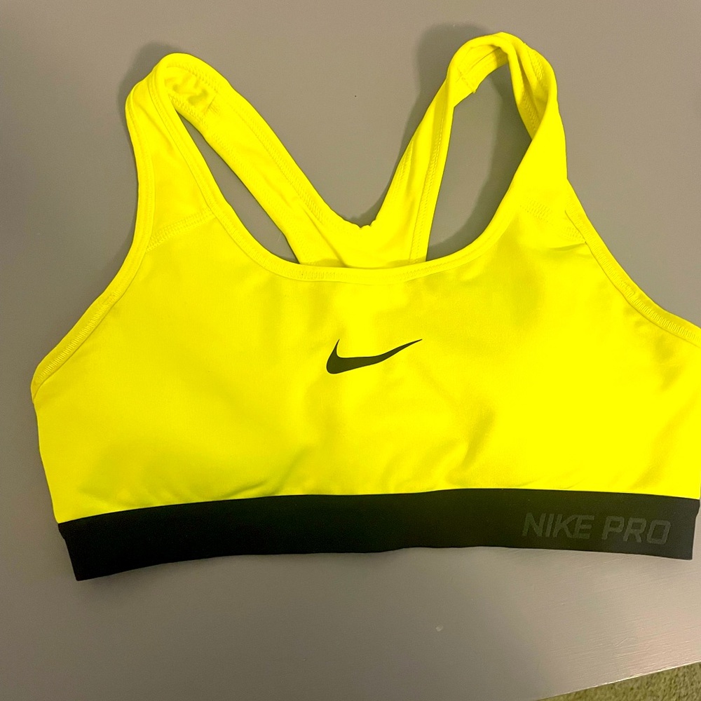 Neon yellow bike sports bra size small